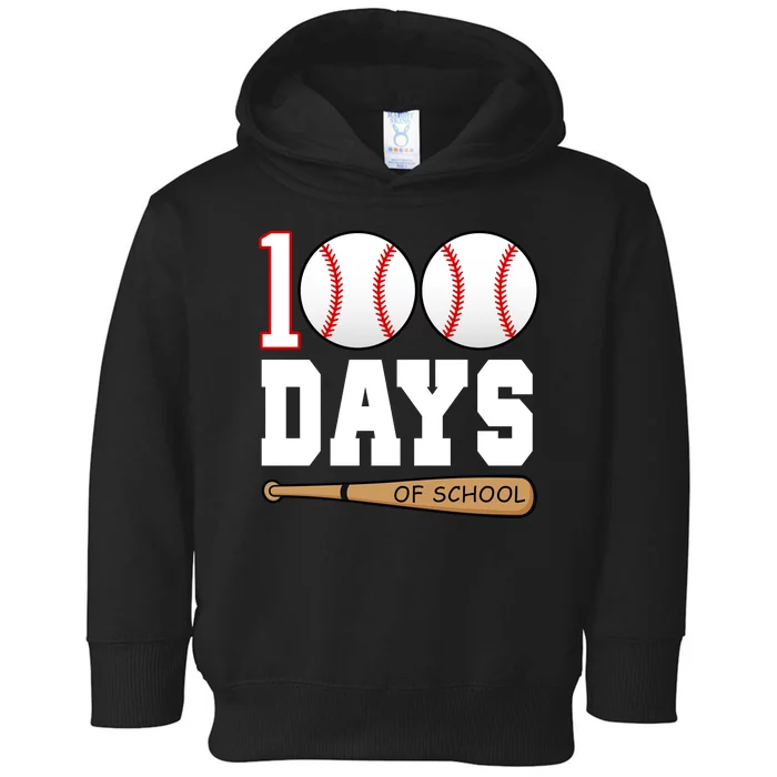 100 Days Of School Baseball Bat And Ball Toddler Hoodie