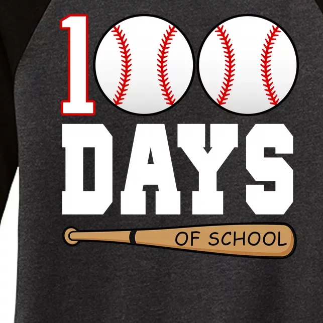 100 Days Of School Baseball Bat And Ball Women's Tri-Blend 3/4-Sleeve Raglan Shirt