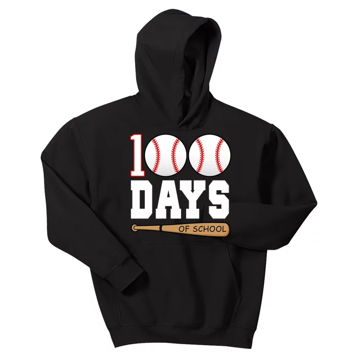 100 Days Of School Baseball Bat And Ball Kids Hoodie