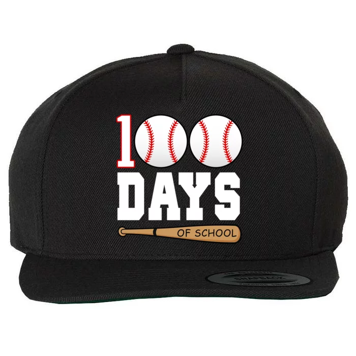 100 Days Of School Baseball Bat And Ball Wool Snapback Cap