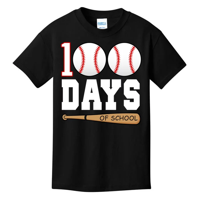 100 Days Of School Baseball Bat And Ball Kids T-Shirt