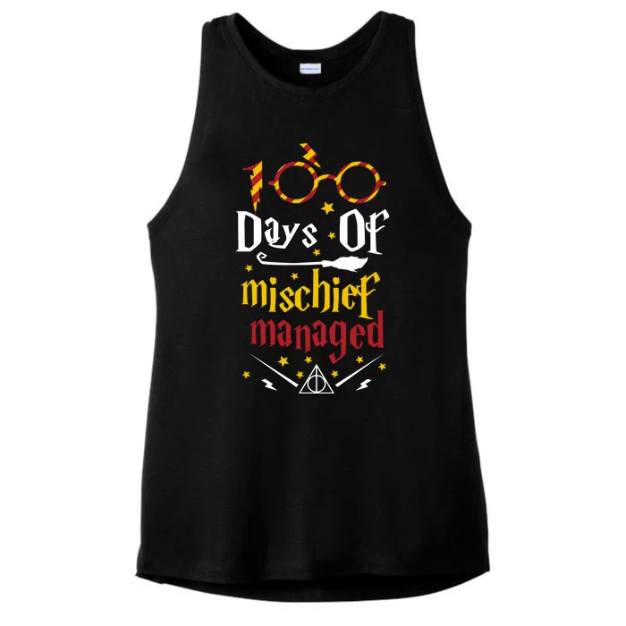 100 Days Of Mischief Managed 100th Day Of School Ladies Tri-Blend Wicking Tank