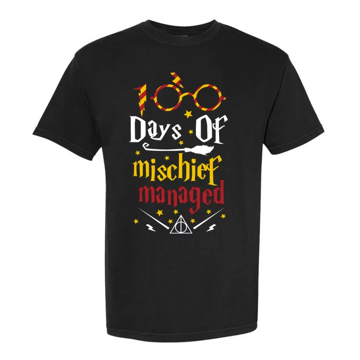 100 Days Of Mischief Managed 100th Day Of School Garment-Dyed Heavyweight T-Shirt