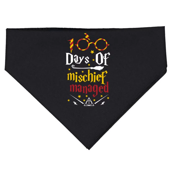 100 Days Of Mischief Managed 100th Day Of School USA-Made Doggie Bandana