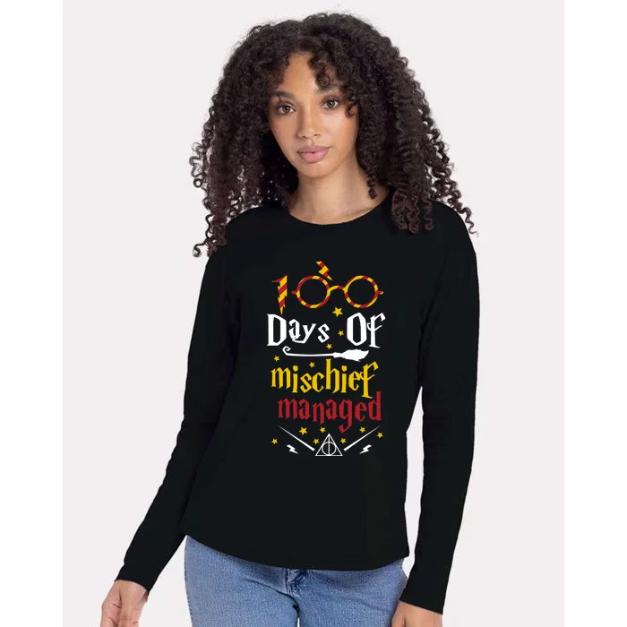 100 Days Of Mischief Managed 100th Day Of School Womens Cotton Relaxed Long Sleeve T-Shirt