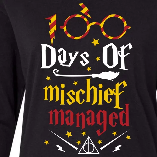 100 Days Of Mischief Managed 100th Day Of School Womens Cotton Relaxed Long Sleeve T-Shirt