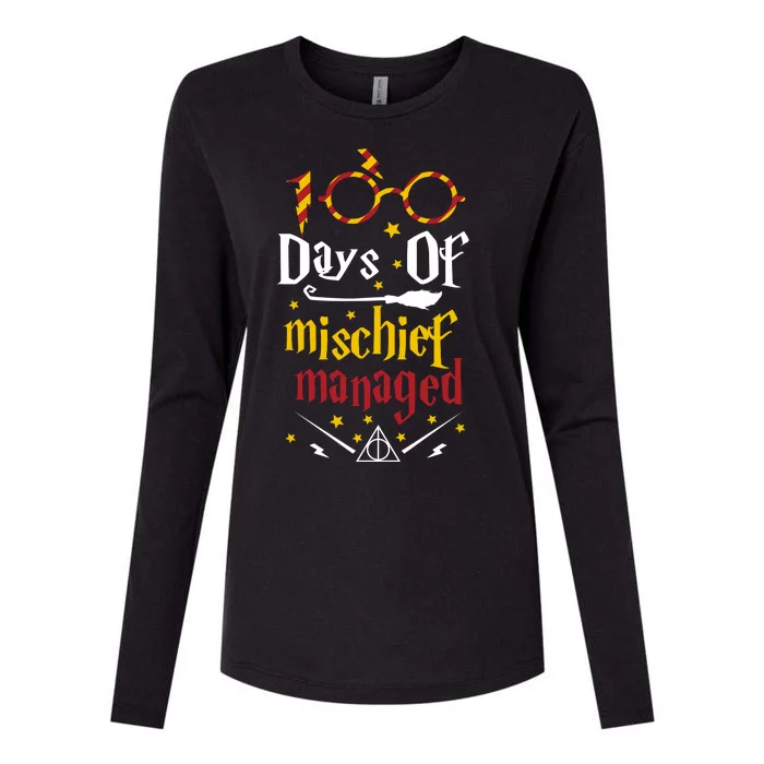 100 Days Of Mischief Managed 100th Day Of School Womens Cotton Relaxed Long Sleeve T-Shirt