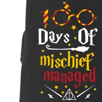 100 Days Of Mischief Managed 100th Day Of School Doggie 3-End Fleece Hoodie