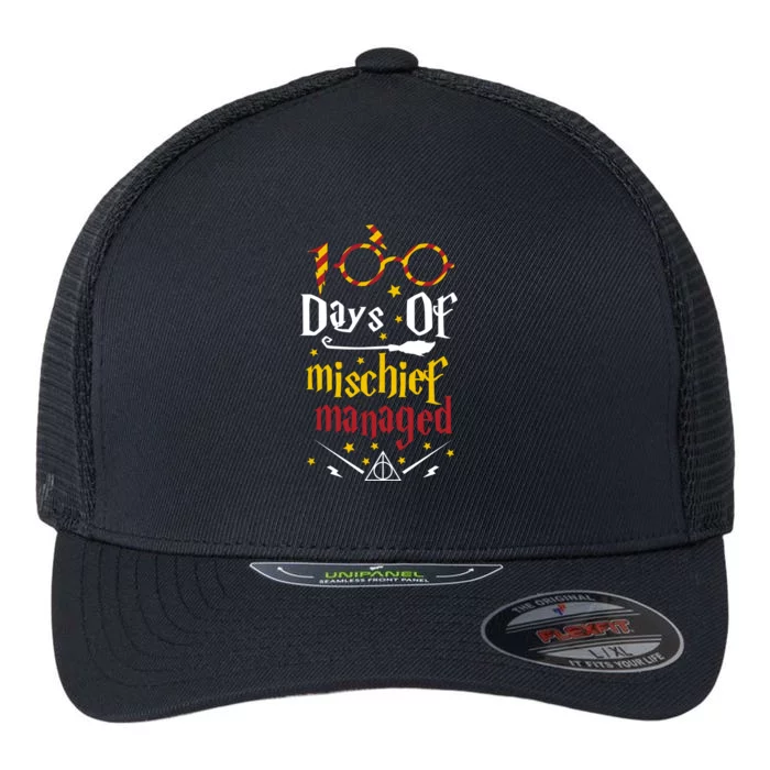 100 Days Of Mischief Managed 100th Day Of School Flexfit Unipanel Trucker Cap