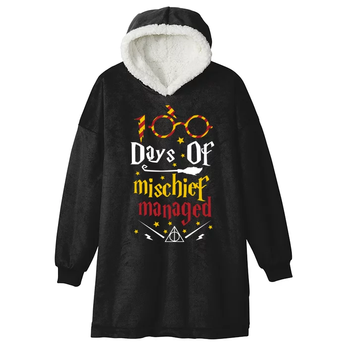 100 Days Of Mischief Managed 100th Day Of School Hooded Wearable Blanket