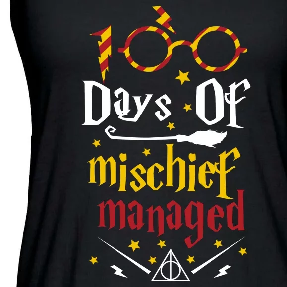 100 Days Of Mischief Managed 100th Day Of School Ladies Essential Flowy Tank