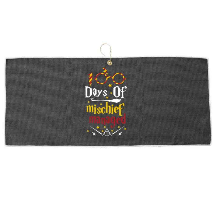 100 Days Of Mischief Managed 100th Day Of School Large Microfiber Waffle Golf Towel