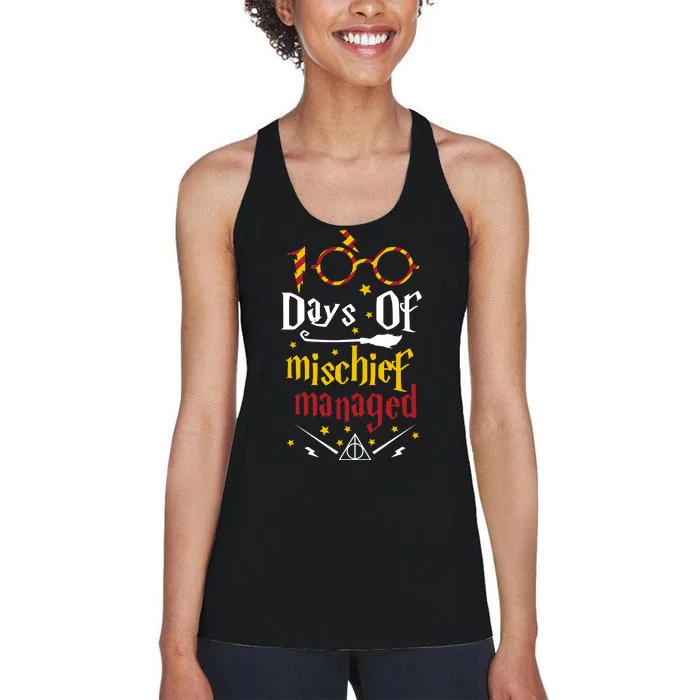 100 Days Of Mischief Managed 100th Day Of School Women's Racerback Tank