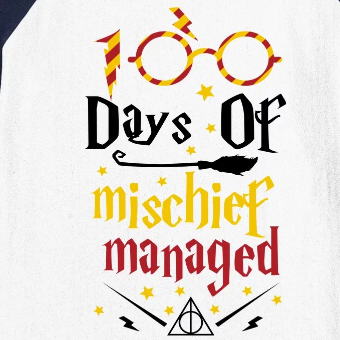 100 Days Of Mischief Managed 100th Day Of School Baseball Sleeve Shirt