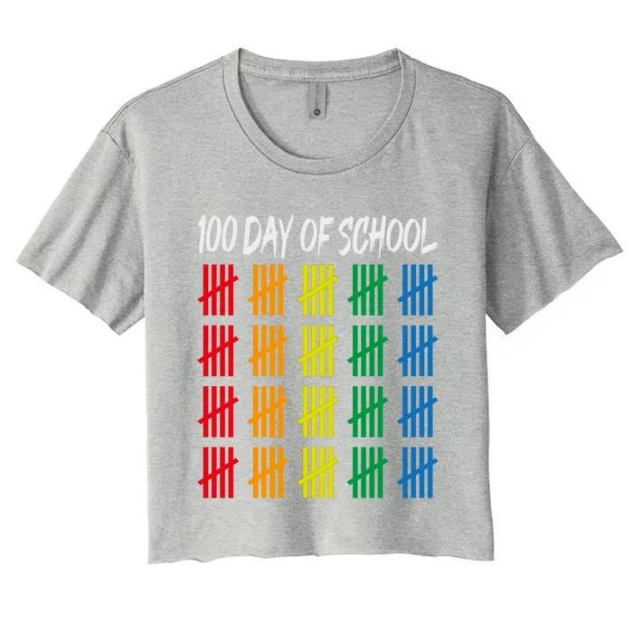 100th Day Of School Teacher Happy 100 Days Smarter Gift Women's Crop Top Tee