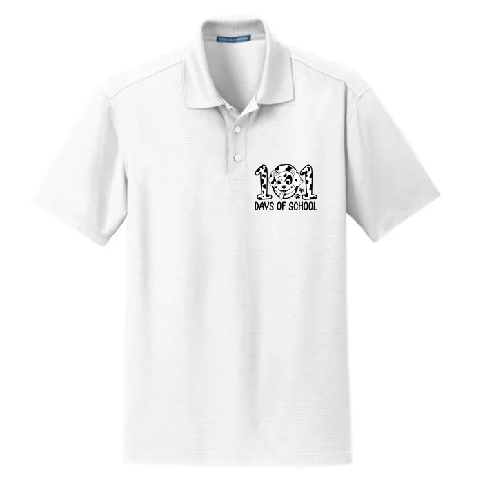 101 Days Of School Dalmatian Dog Funny School Dry Zone Grid Performance Polo