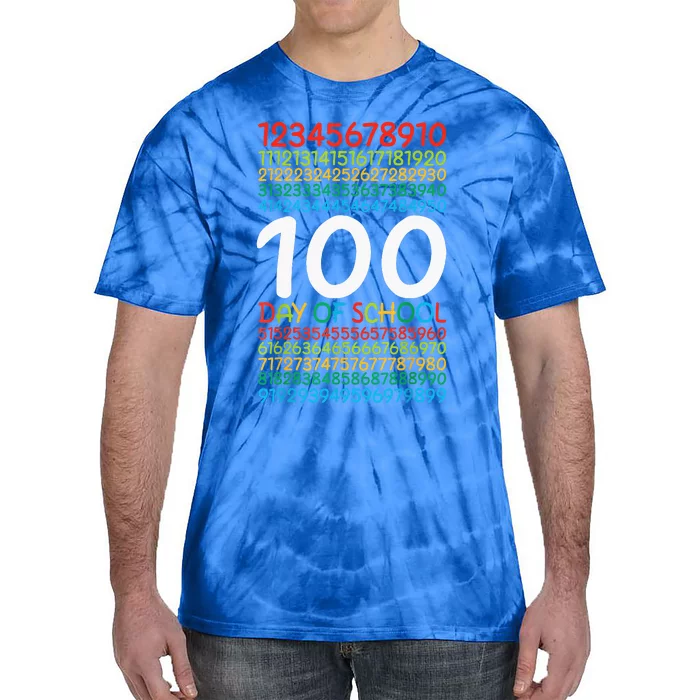 100th Day Of School Teacher 100 Days Math Numbers Tie-Dye T-Shirt