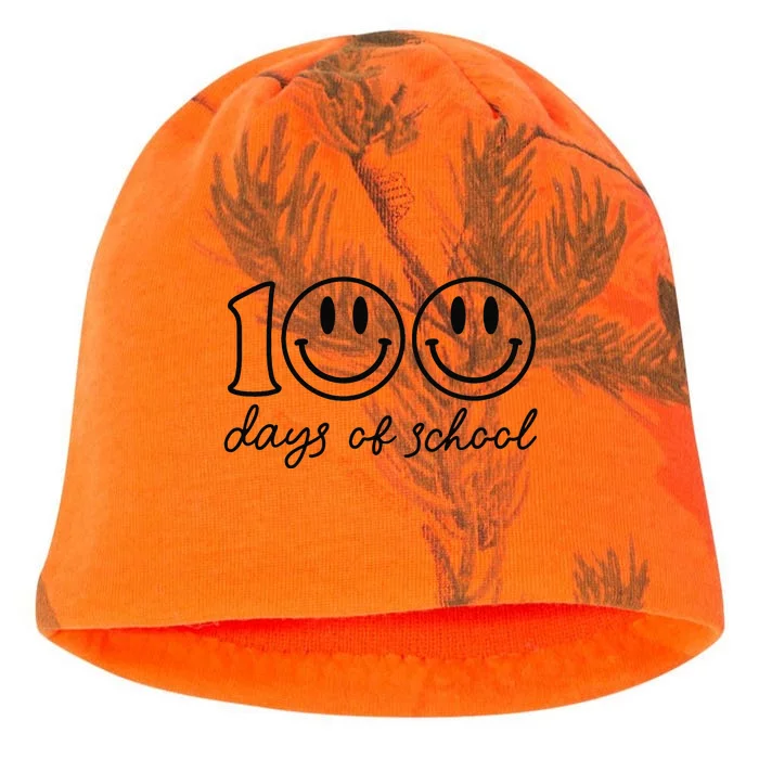 100 Days Of School Smile Face Happy 100th Day Teacher Kati - Camo Knit Beanie