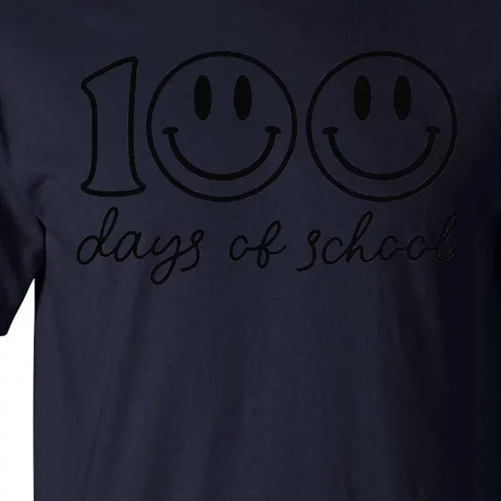 100 Days Of School Smile Face Happy 100th Day Teacher Tall T-Shirt