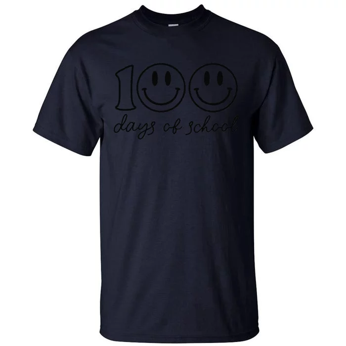 100 Days Of School Smile Face Happy 100th Day Teacher Tall T-Shirt