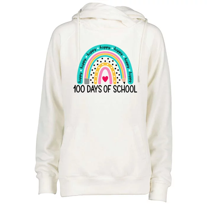 100th Day Of School Teacher Meaningful Gift 100 Days Smarter Rainbow Gift Womens Funnel Neck Pullover Hood