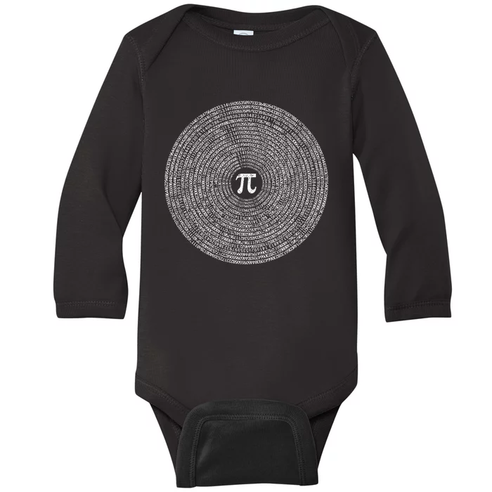 10000 Digits Pi Sign Math Lover Mathematics Nerd Pi Day Baby Long Sleeve Bodysuit