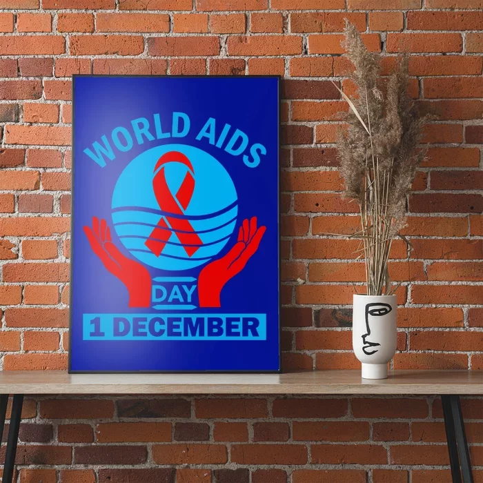 1 Dec Red Ribbon Day Support For World Aids Day Awareness Cute Gift Poster