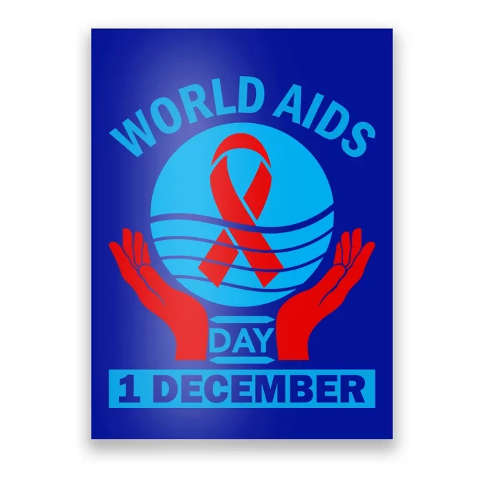 1 Dec Red Ribbon Day Support For World Aids Day Awareness Cute Gift Poster