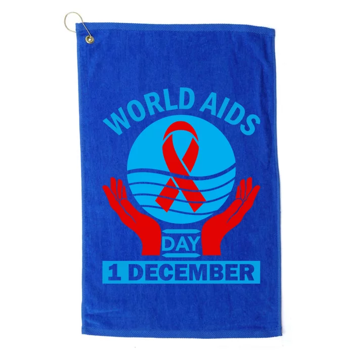 1 Dec Red Ribbon Day Support For World Aids Day Awareness Cute Gift Platinum Collection Golf Towel