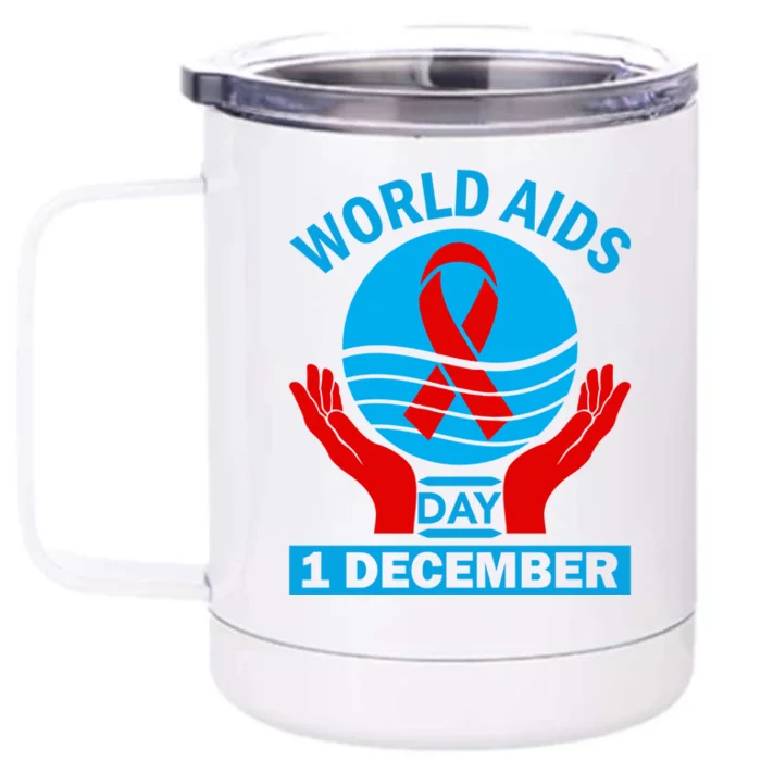 1 Dec Red Ribbon Day Support For World Aids Day Awareness Cute Gift Front & Back 12oz Stainless Steel Tumbler Cup