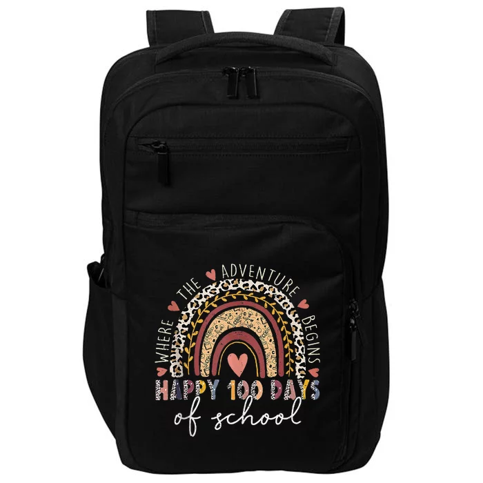 100 Days Rainbow Leopard Boho 100th Day Of School Teacher Impact Tech Backpack