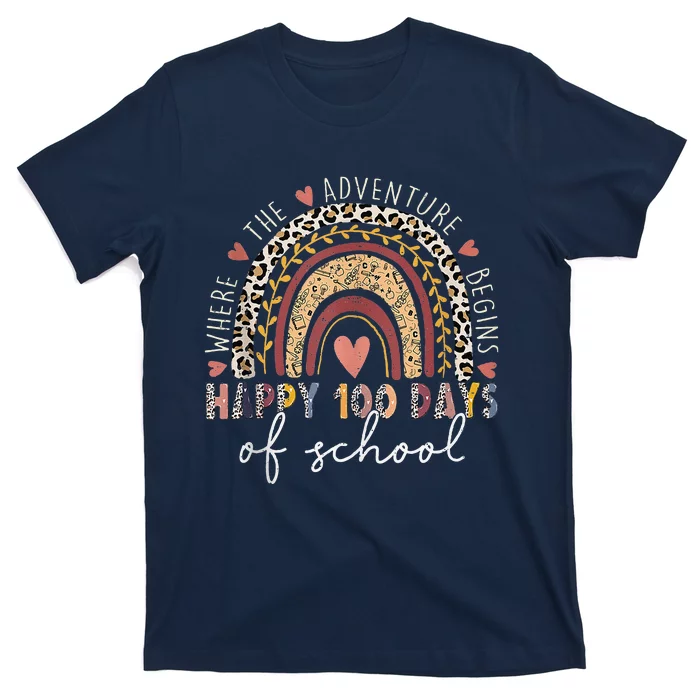 100 Days Rainbow Leopard Boho 100th Day Of School Teacher T-Shirt