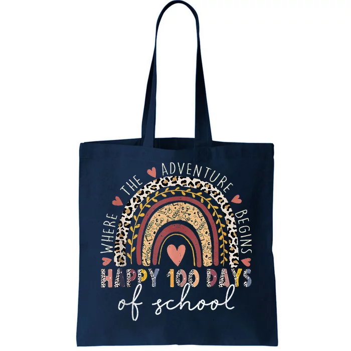 100 Days Rainbow Leopard Boho 100th Day Of School Teacher Tote Bag