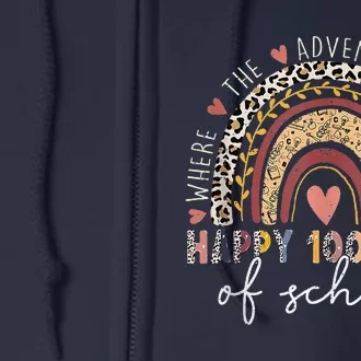 100 Days Rainbow Leopard Boho 100th Day Of School Teacher Full Zip Hoodie