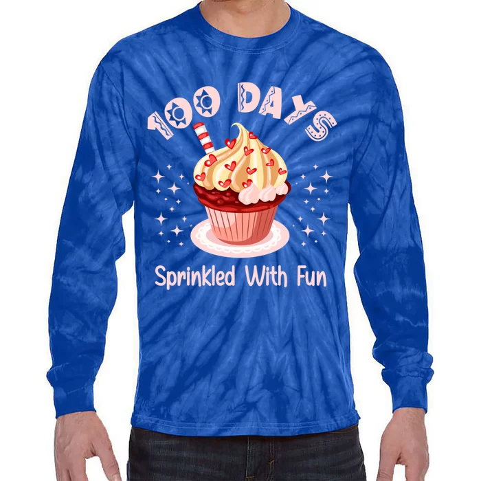 100 Days Sprinkled With Fun Cupcake Gift Tie-Dye Long Sleeve Shirt