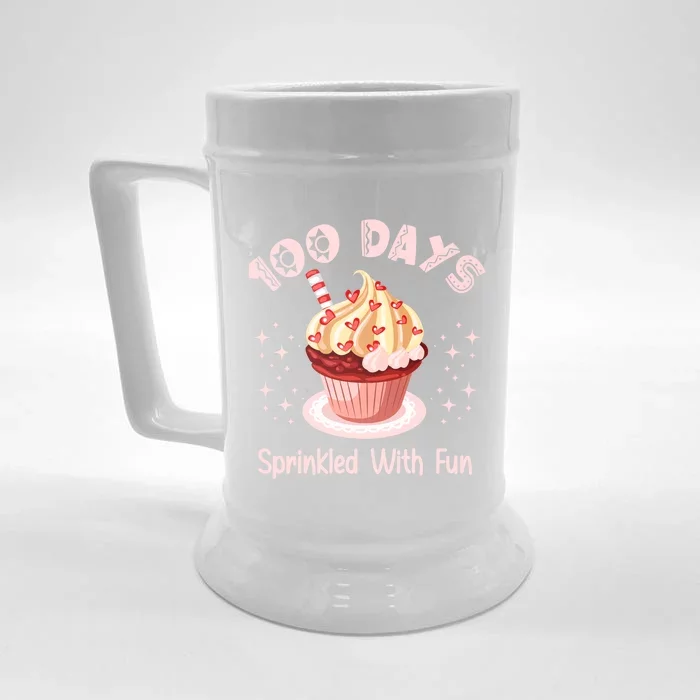 100 Days Sprinkled With Fun Cupcake Gift Front & Back Beer Stein