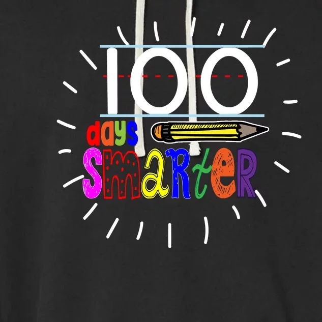 100 Days Smarter Cute 100th Day Of School Garment-Dyed Fleece Hoodie