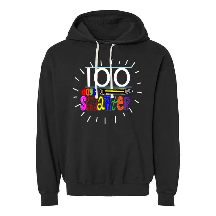 100 Days Smarter Cute 100th Day Of School Garment-Dyed Fleece Hoodie