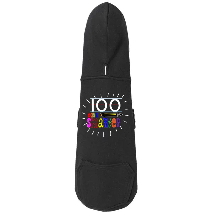 100 Days Smarter Cute 100th Day Of School Doggie 3-End Fleece Hoodie