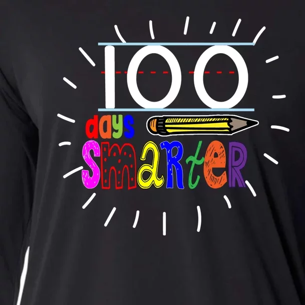 100 Days Smarter Cute 100th Day Of School Cooling Performance Long Sleeve Crew