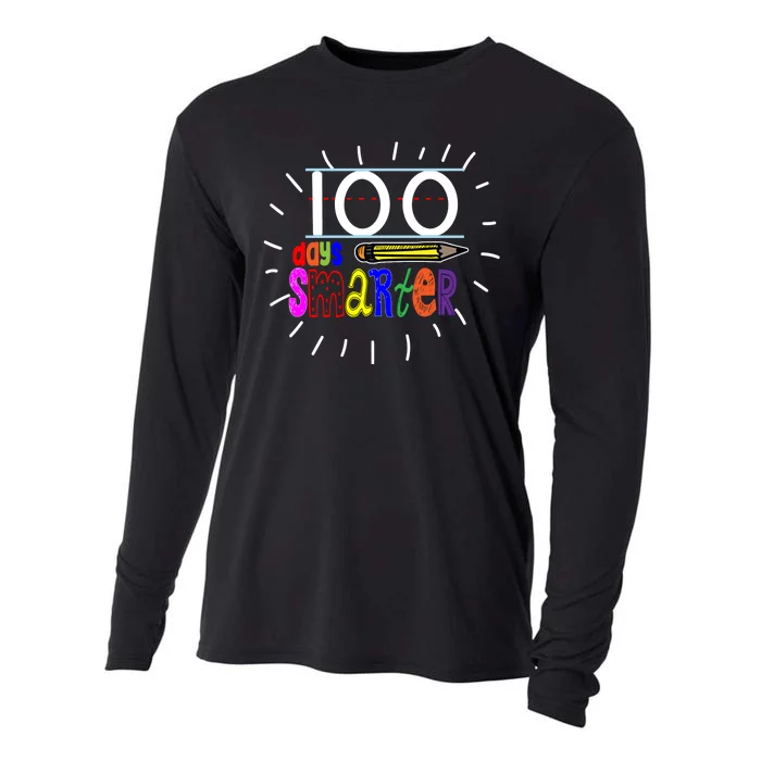 100 Days Smarter Cute 100th Day Of School Cooling Performance Long Sleeve Crew