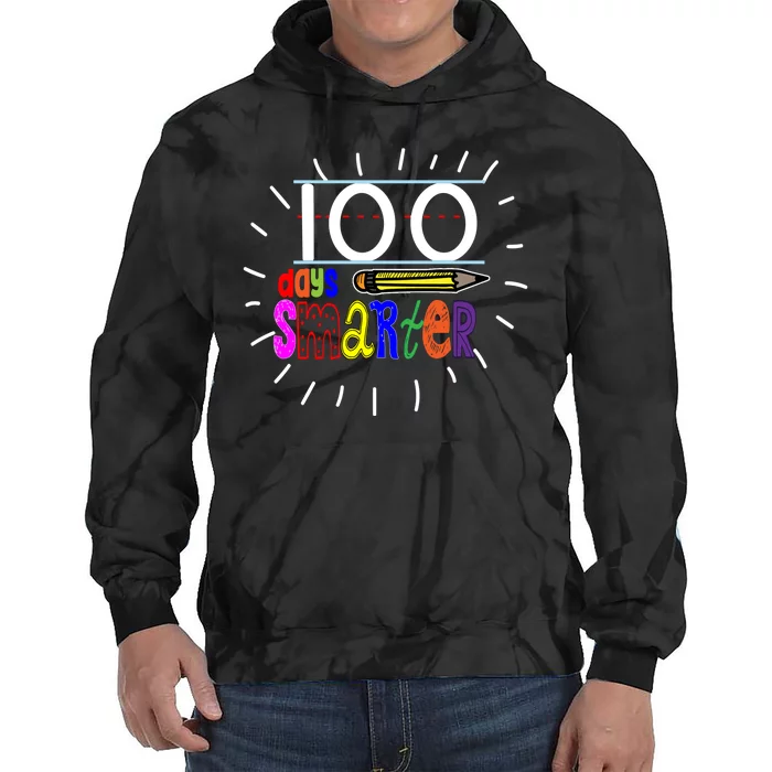 100 Days Smarter Cute 100th Day Of School Tie Dye Hoodie