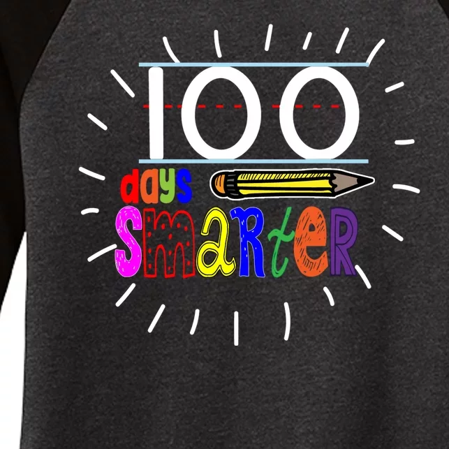 100 Days Smarter Cute 100th Day Of School Women's Tri-Blend 3/4-Sleeve Raglan Shirt