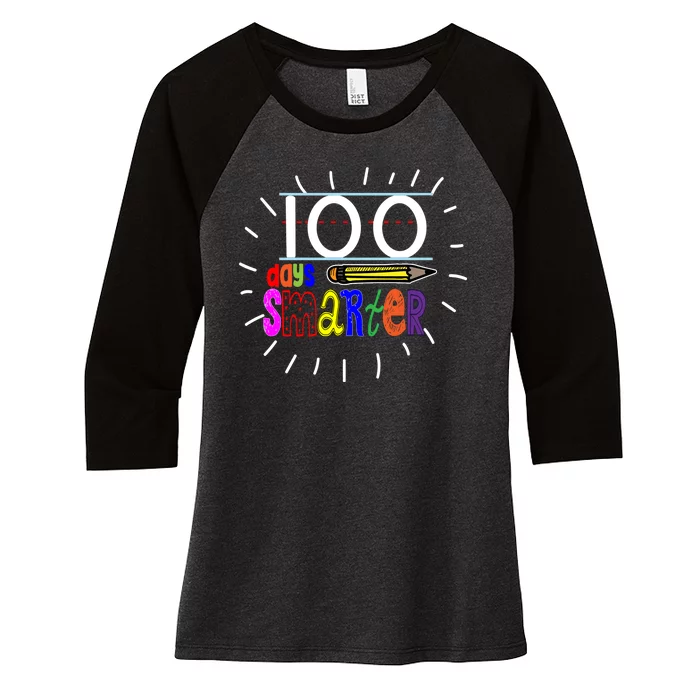 100 Days Smarter Cute 100th Day Of School Women's Tri-Blend 3/4-Sleeve Raglan Shirt