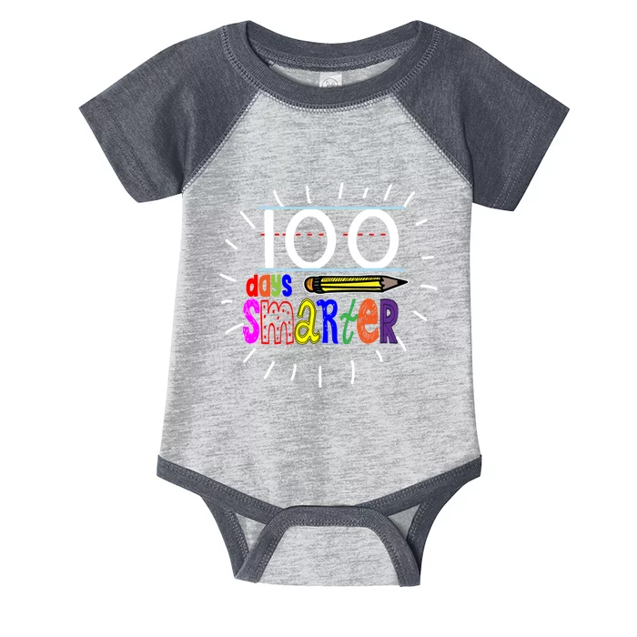 100 Days Smarter Cute 100th Day Of School Infant Baby Jersey Bodysuit