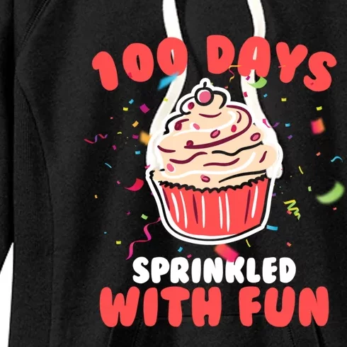 100 Days Sprinkled With Fun Cupcakes Teachers Students Gift Women's Fleece Hoodie