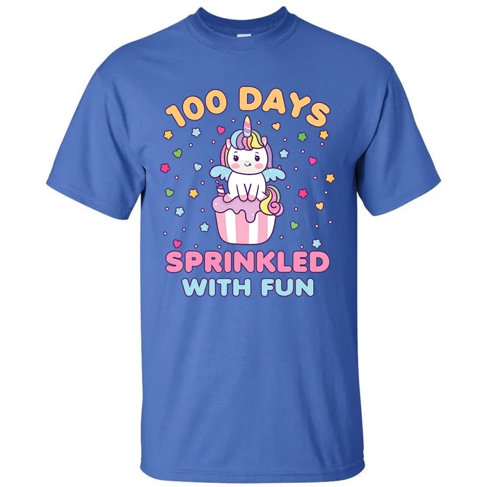 100 Days Sprinkled With Fun Cute Unicorn 100th Day Of School Gift Tall T-Shirt