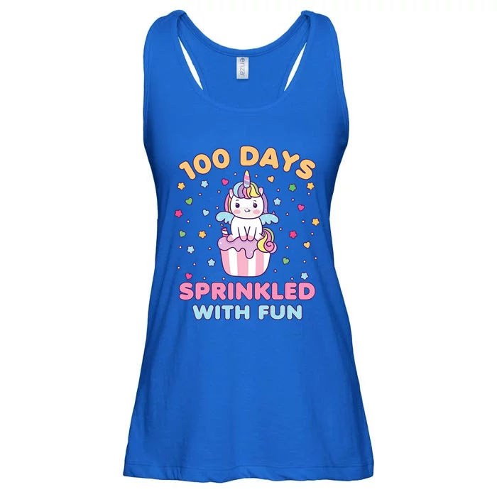 100 Days Sprinkled With Fun Cute Unicorn 100th Day Of School Gift Ladies Essential Flowy Tank