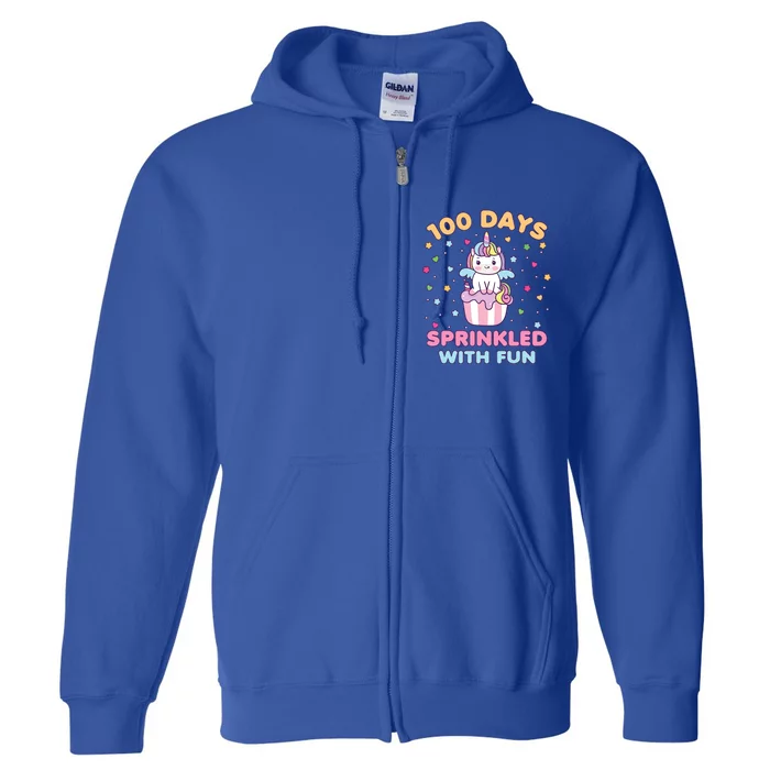 100 Days Sprinkled With Fun Cute Unicorn 100th Day Of School Gift Full Zip Hoodie