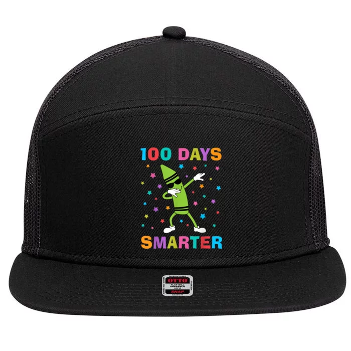 100 Days Smarter 100th Day of School Dabbing Crayon 7 Panel Mesh Trucker Snapback Hat